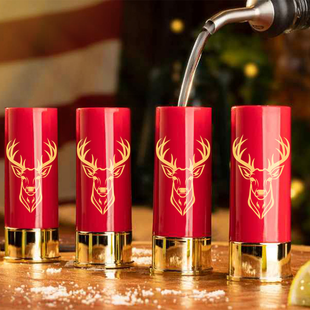 4PCS Deer Head Bullet Shot Glass Set – Reusable Plastic Whiskey Cups 1.5oz