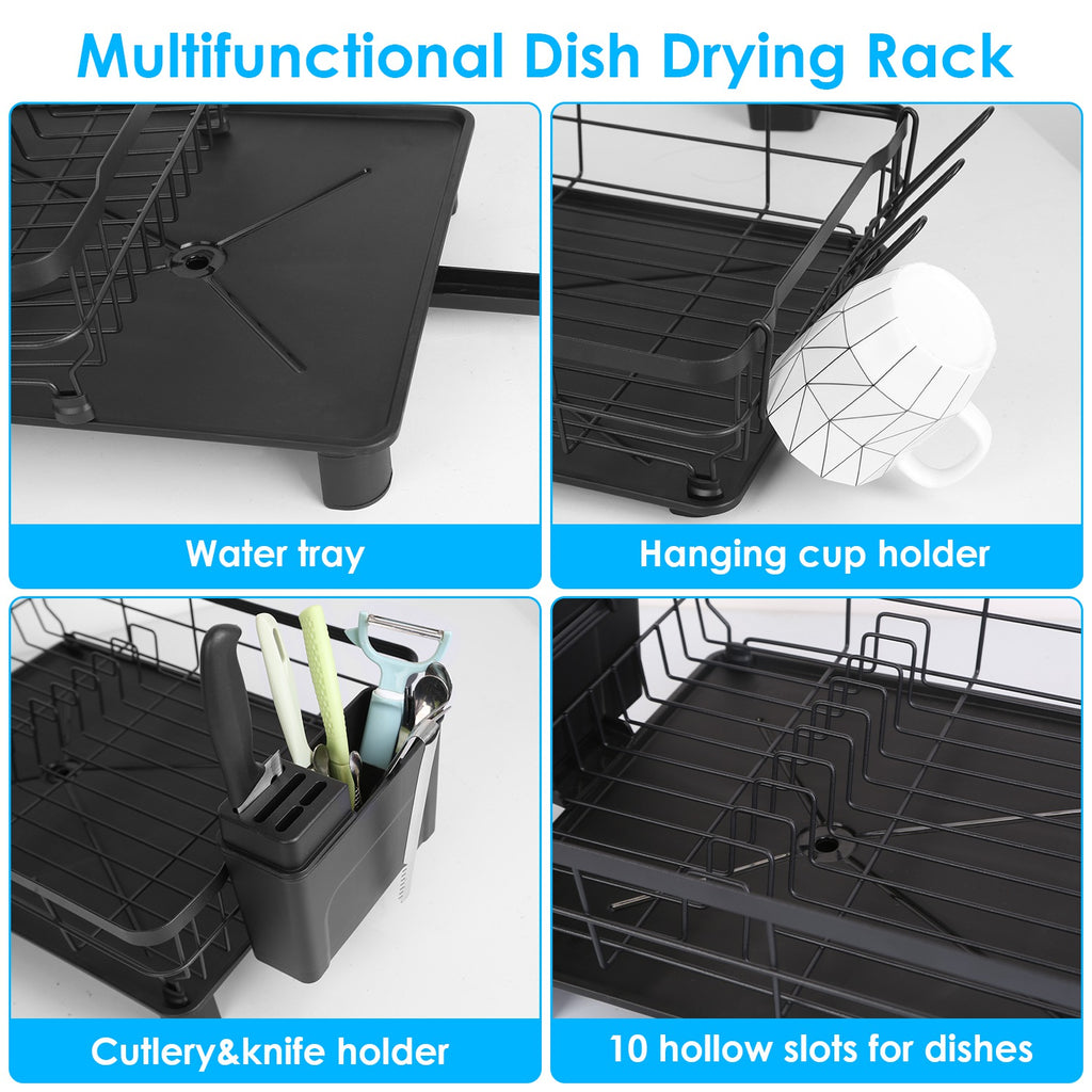 1Pc Kitchen Dish Drying Rack with Drain Board – Countertop Organizer