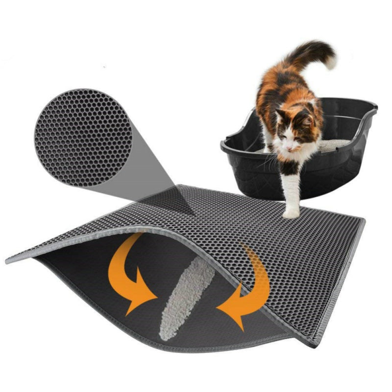 Honeycomb Cat Litter Mat – Waterproof Double Layer Litter Trapper Pad (S / M / L)
