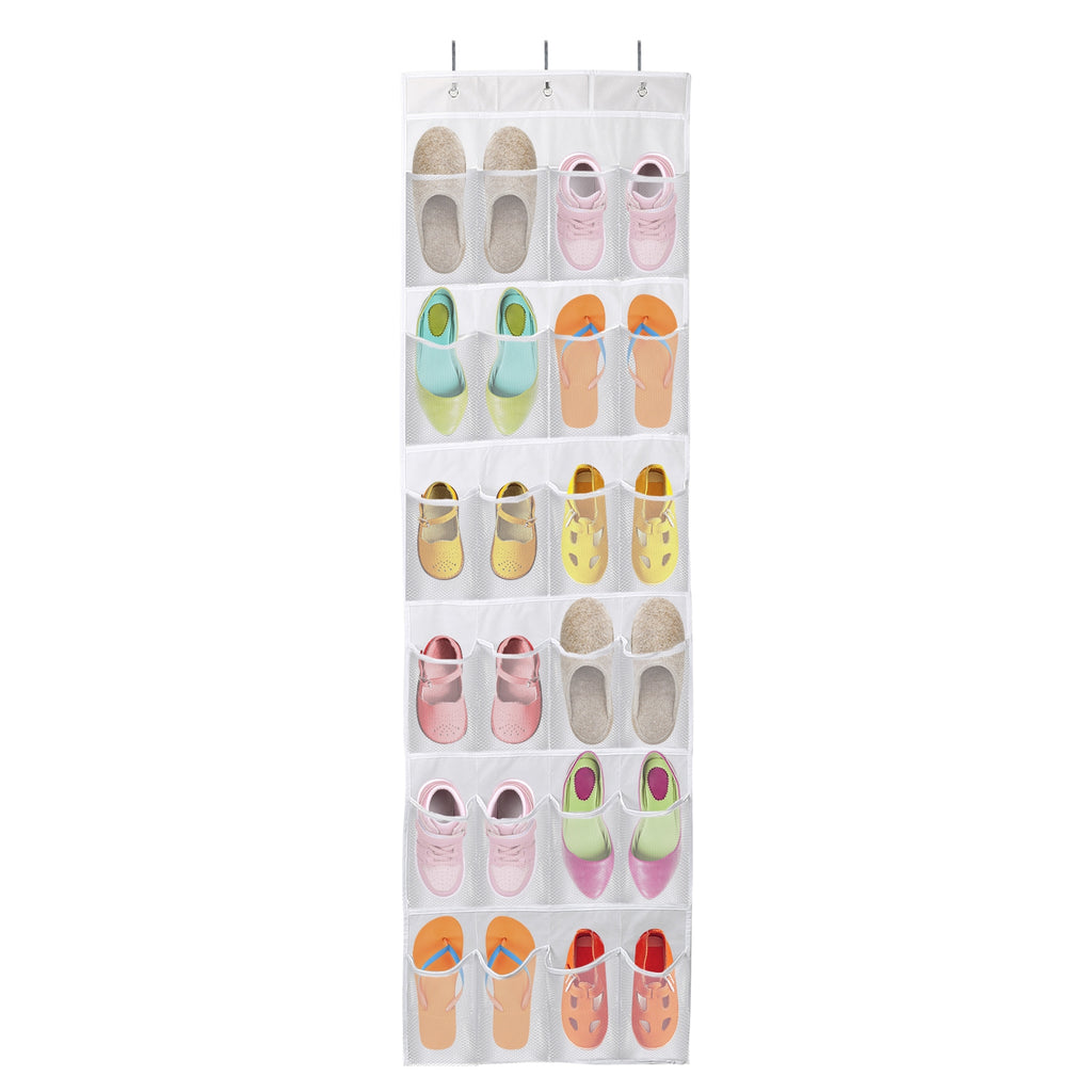 24-Pocket Over The Door Shoe Organizer – Hanging Closet Storage Rack (Space Saving)