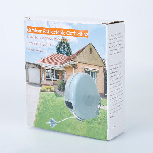 : 49FT Retractable Clothesline Outdoor Automatic PVC Washing Line with Wall Mount