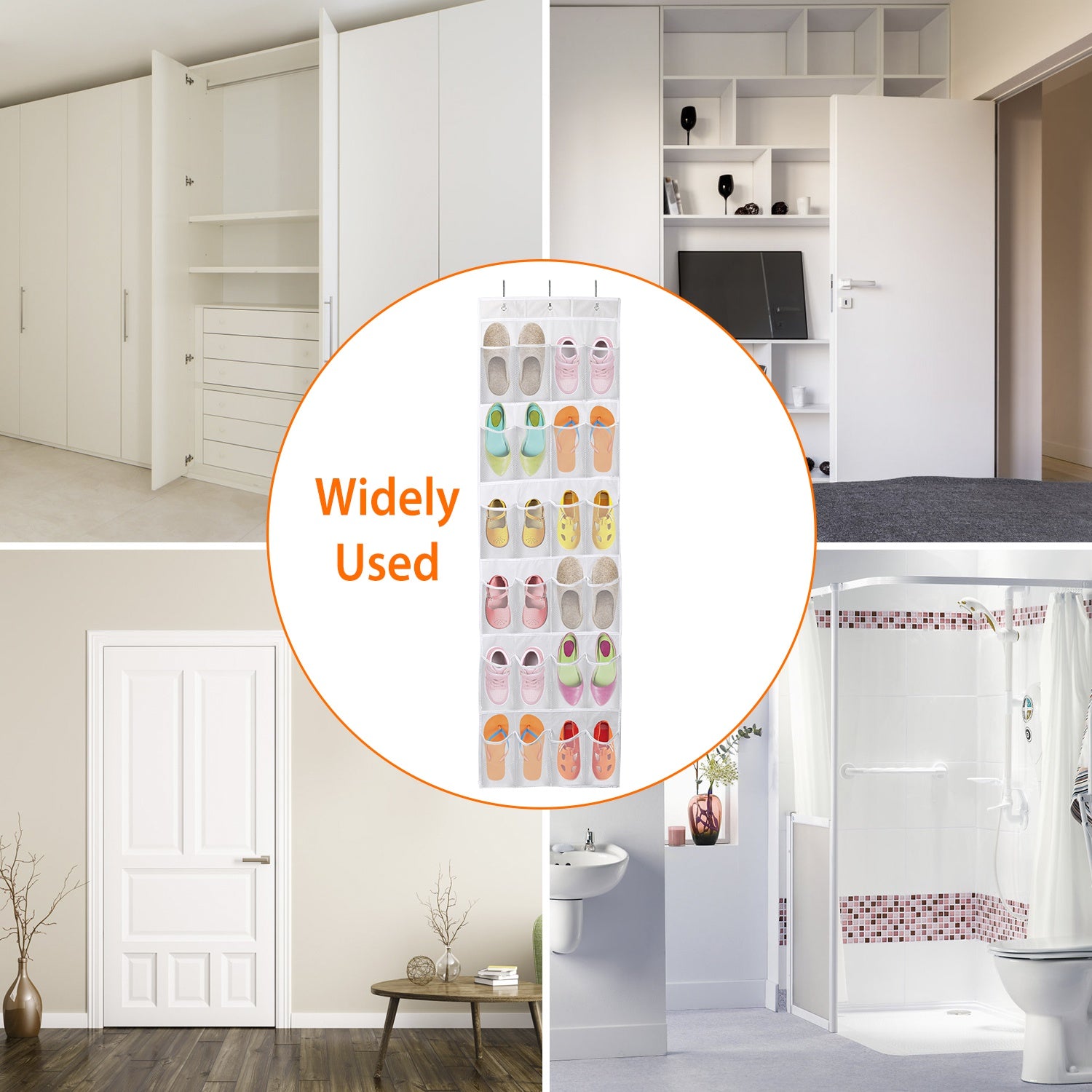 24-Pocket Over The Door Shoe Organizer – Hanging Closet Storage Rack (Space Saving)