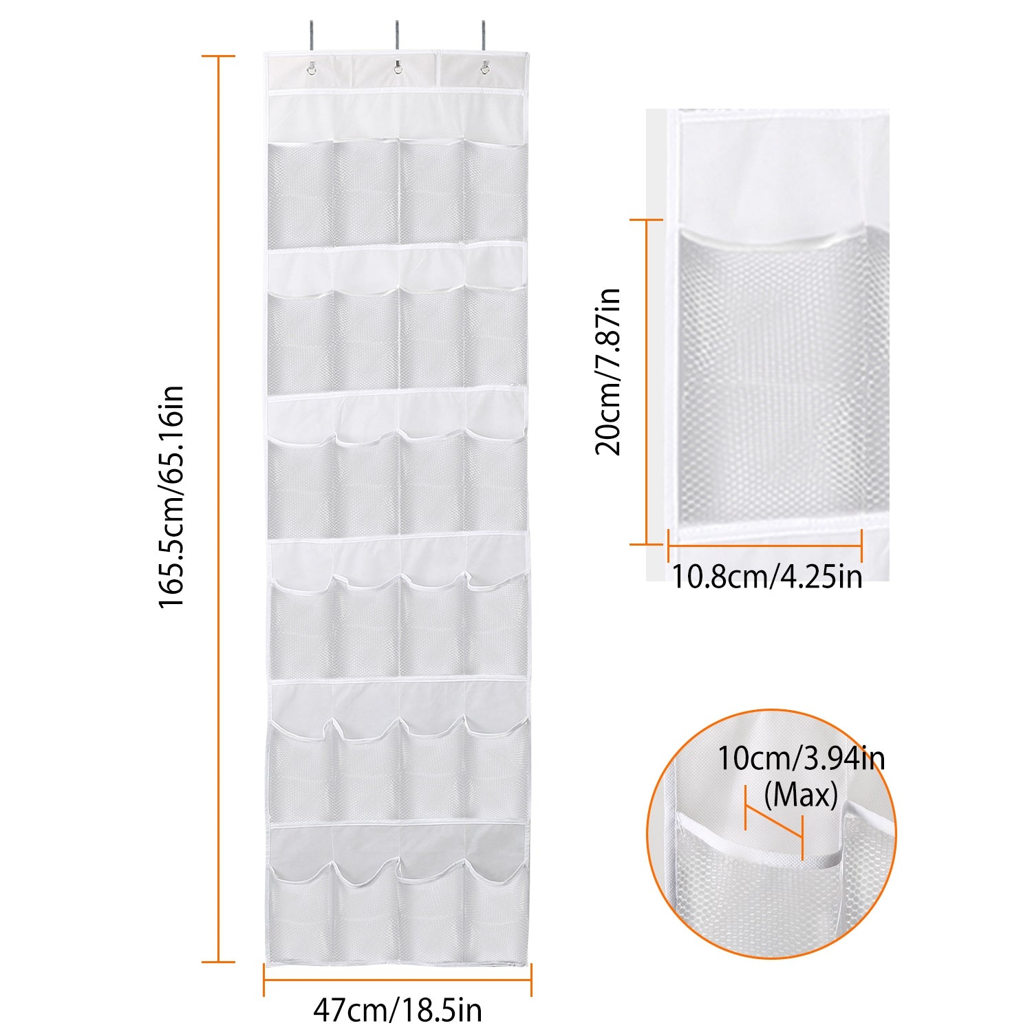 24-Pocket Over The Door Shoe Organizer – Hanging Closet Storage Rack (Space Saving)