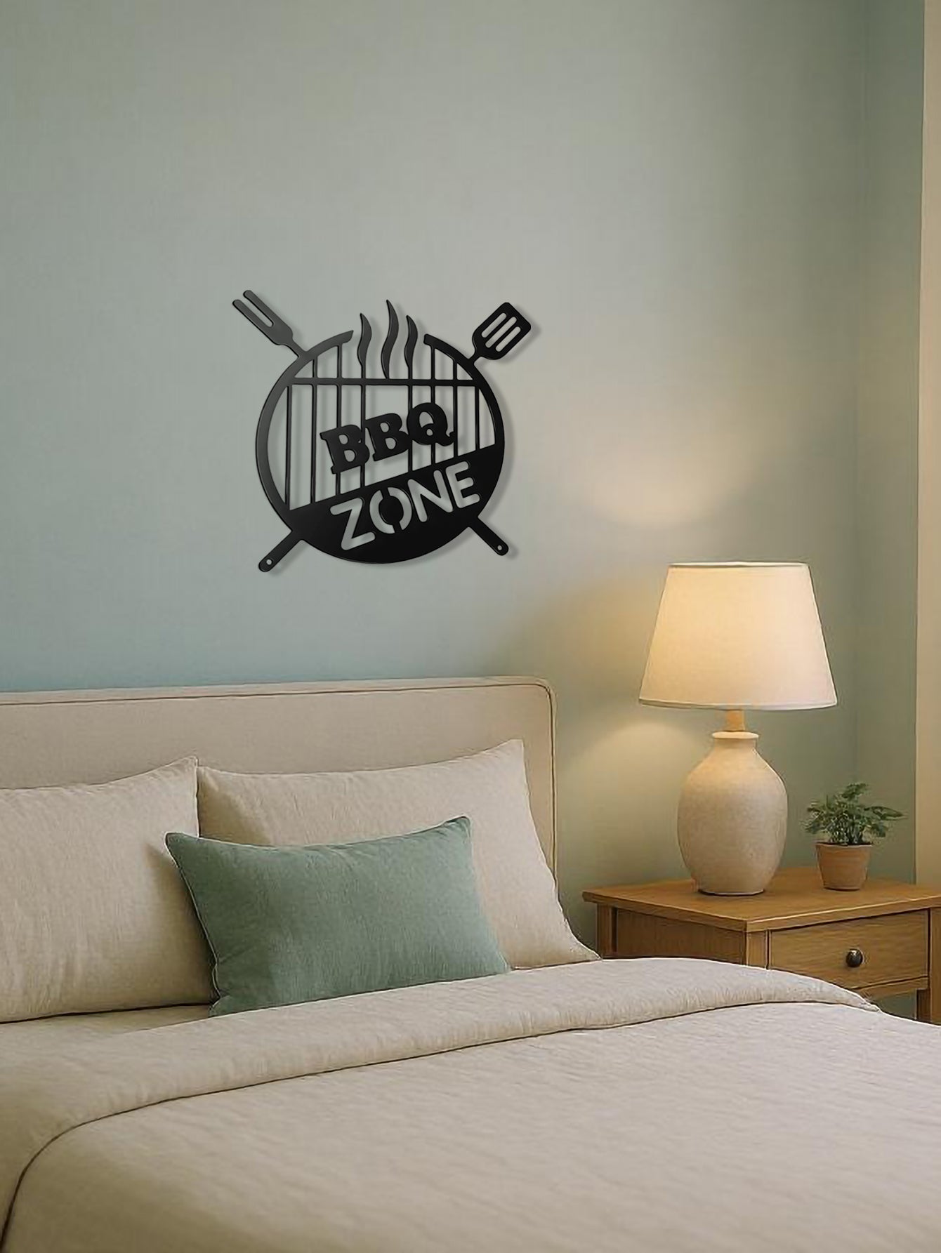 Vintage BBQ Zone Metal Wall Art Sign – 3D Iron Farmhouse Decor