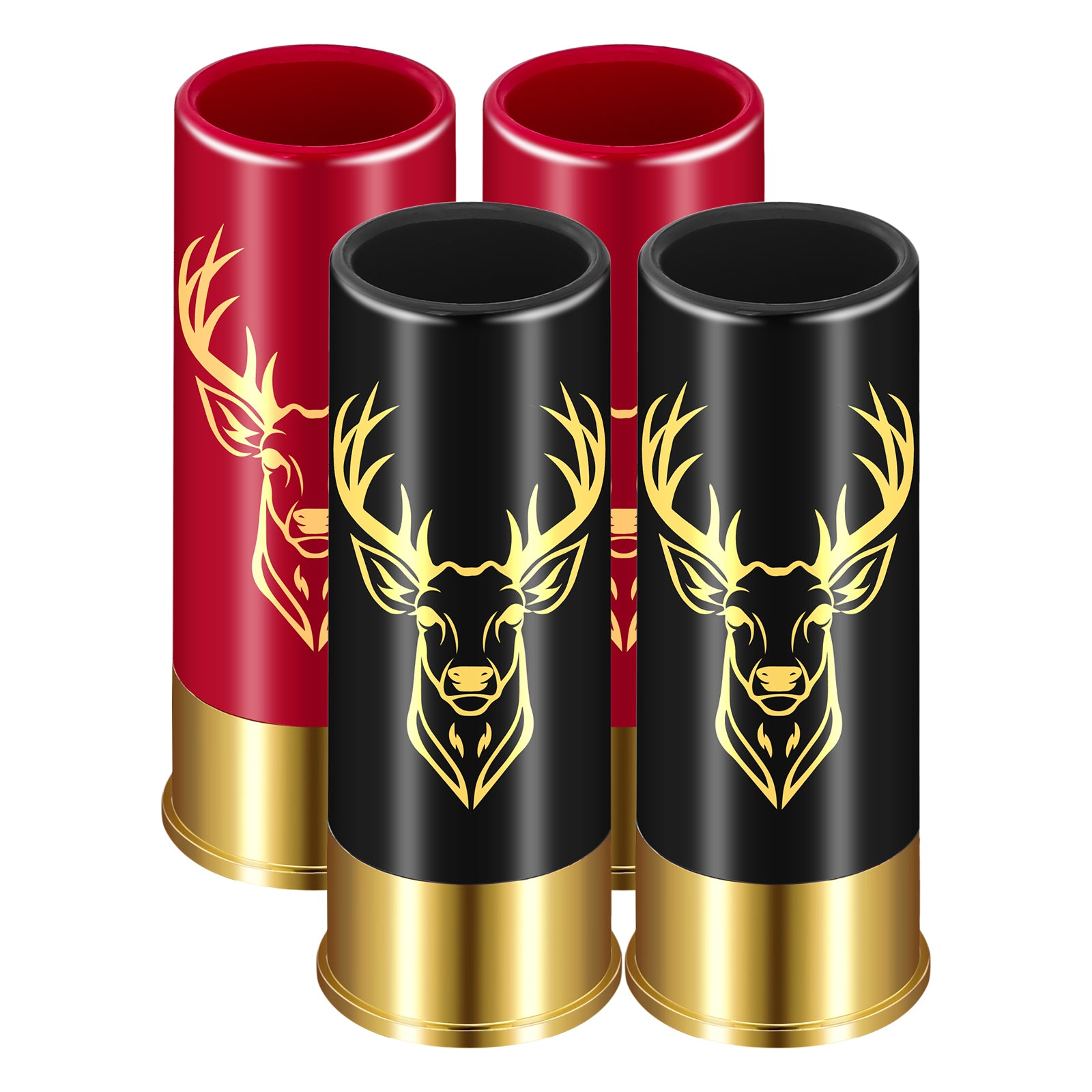 4PCS Deer Head Bullet Shot Glass Set – Reusable Plastic Whiskey Cups 1.5oz