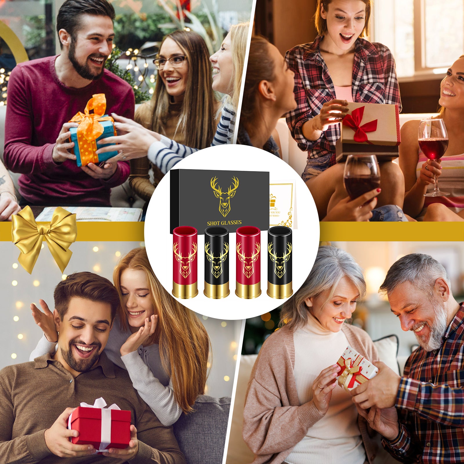 4PCS Deer Head Bullet Shot Glass Set – Reusable Plastic Whiskey Cups 1.5oz