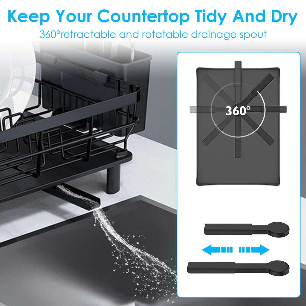 1Pc Kitchen Dish Drying Rack with Drain Board – Countertop Organizer