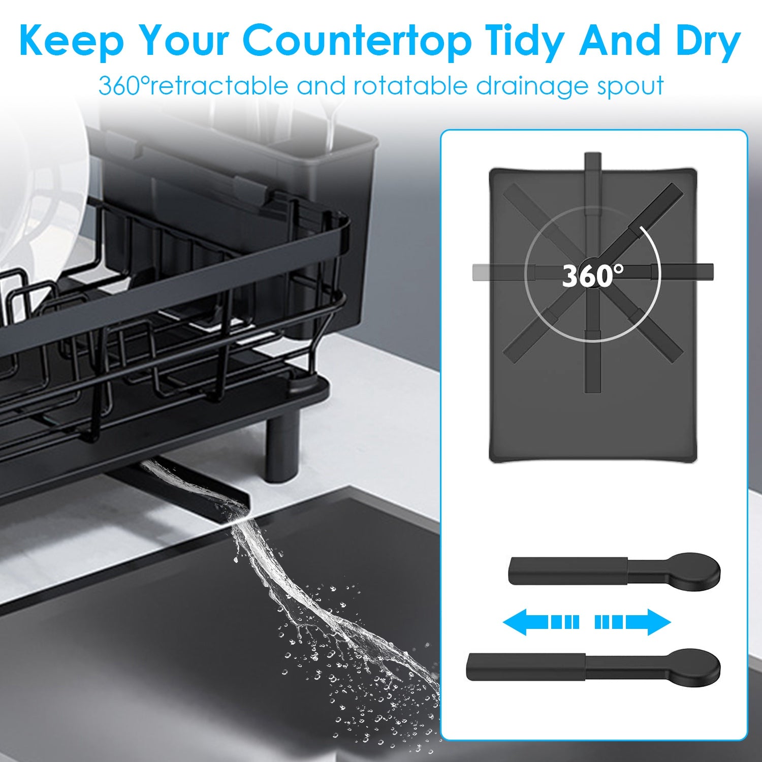1Pc Kitchen Dish Drying Rack with Drain Board – Countertop Organizer