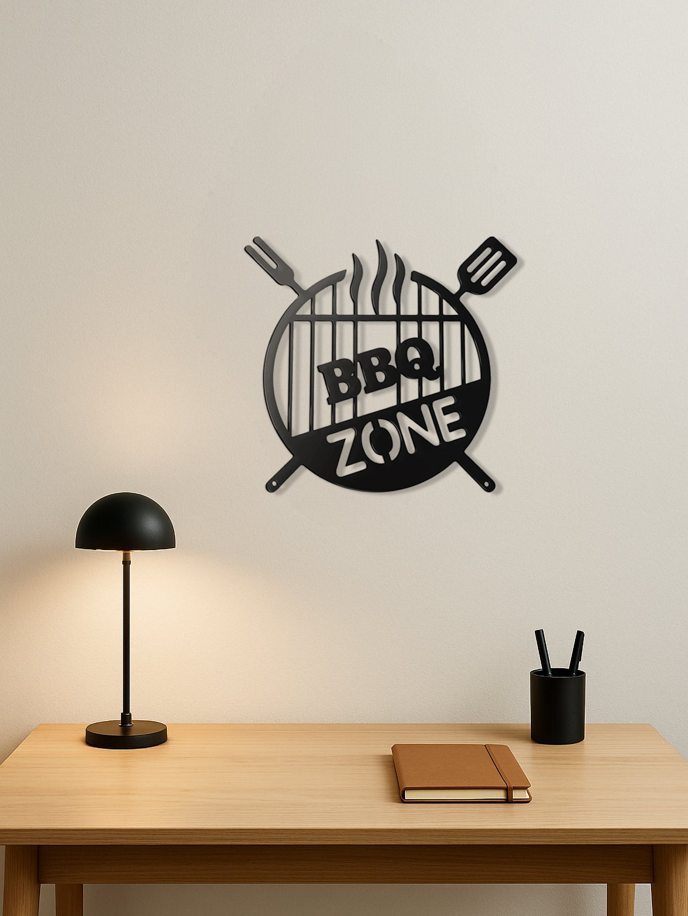 Vintage BBQ Zone Metal Wall Art Sign – 3D Iron Farmhouse Decor