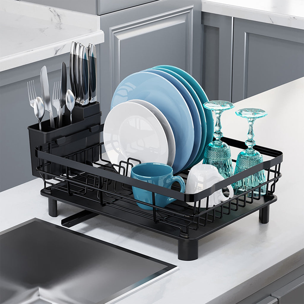 1Pc Kitchen Dish Drying Rack with Drain Board – Countertop Organizer