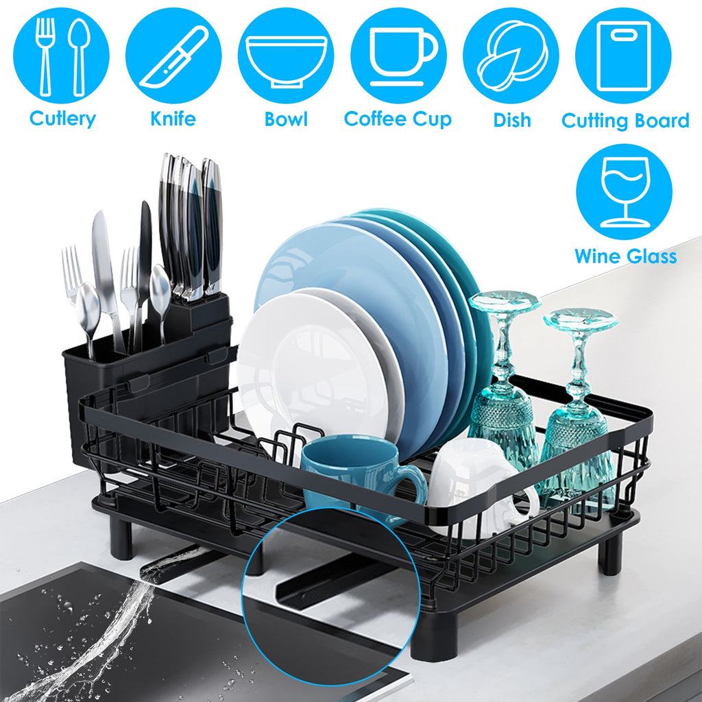 1Pc Kitchen Dish Drying Rack with Drain Board – Countertop Organizer