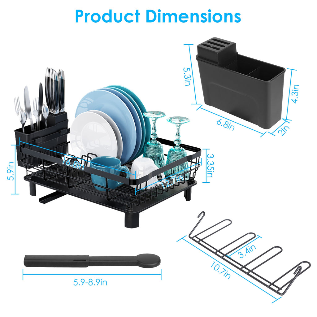 1Pc Kitchen Dish Drying Rack with Drain Board – Countertop Organizer