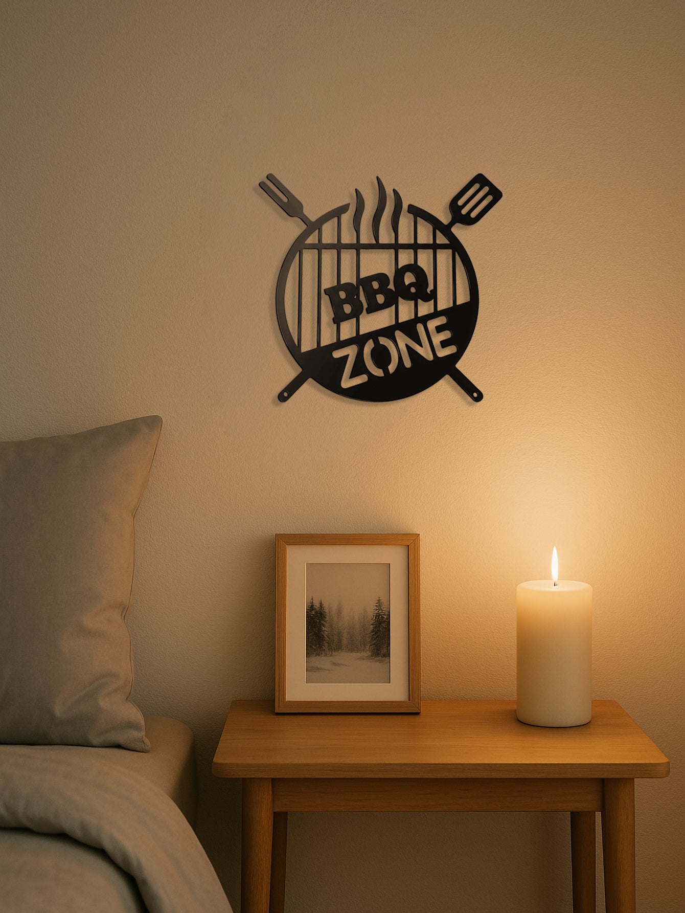 Vintage BBQ Zone Metal Wall Art Sign – 3D Iron Farmhouse Decor